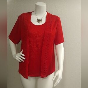 Kirstin De Toi Red One Piece Short Sleeves XL Top